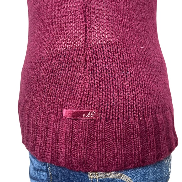AEO Sweater Angora Wool Blend Crew Neck Long Sleeve Burgundy Wine Junior Large L - Picture 9 of 14